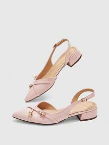 CUCCOO BIZCHIC Women's Shoes Elegant Pink Metallic Pointed Buckle-Top Platform Flats For Offices, Weddings, Parties, And Spring And Summer Shoes - Pink. - View 10