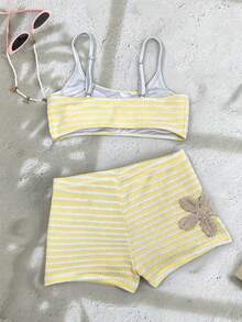 Sunnyshic Women's Jacquard Fabric Halter Bikini Set, Spring/Summer - Multicolor - View 3