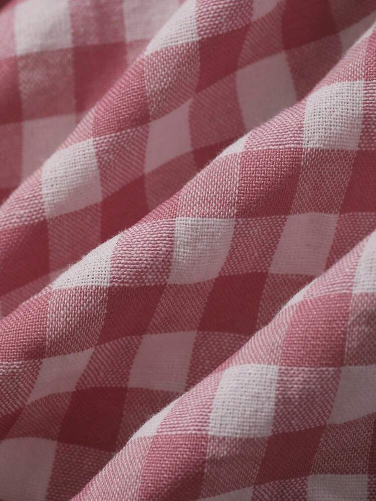 Plaid Lapel Loose Long Robe For Women, Summer