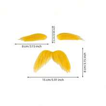 superFUNNYmarket 1 Set Bright Yellow Fake Mustache & Eyebrows Set, Polyester Stick-On Facial Hair Props For Halloween Cosplay Party Photo Booth - Multicolor - View 12