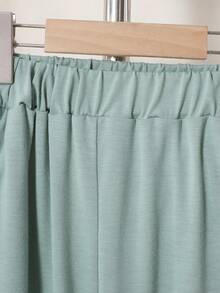 SHEIN 2 pièces/Set T-shirt et pantalon décontractés minimalistes bleu, gris et blanc pour garçons, motif patchwork, convient pour le port quotidien et les sorties au printemps/été - Vert - Voir 4