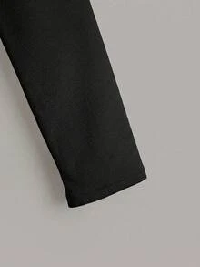 SHEIN Girlism 青少年女孩 2件/組 黑色休閒純色長袖開襟夾克，買1送1，秋冬穿搭 - 黑色 - 查看 3