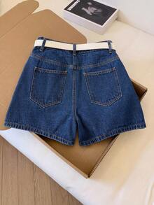GlowEve Women's Embroidered Denim Shorts, Summer - Dark Wash - View 4