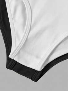 SHEIN 2 件套青少年女孩纯色圆领舞蹈和体操紧身衣，弹性修身春夏长袖紧身衣 - 黑與白 - 查看 4