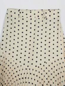 Elenzga Women's Elegant Polka Dot Print Patchwork Pleated Skirt - Multicolor - View 4