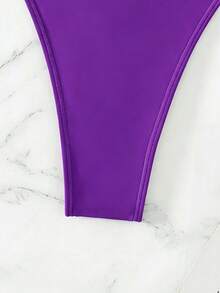 Swim Vcay 女款夏季海灘度假風簡約純色比基尼泳褲 - 紫丁香色 - 查看 4