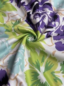 Rustia Robe ajustée à volants avec imprimé floral élégant, grande taille, printemps/été - Multicolore - Voir 7