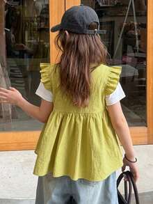 Dazy Kids Tween Girl Summer Casual Solid Color Lace-Up Tank Top - Yellow - View 2