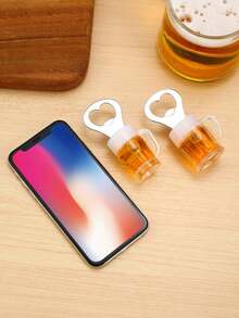 1pc Beer Shaped Random Opener, Creative Stainless Steel Corkscrew For Beer, Gift For Father - Multicolor - View 6