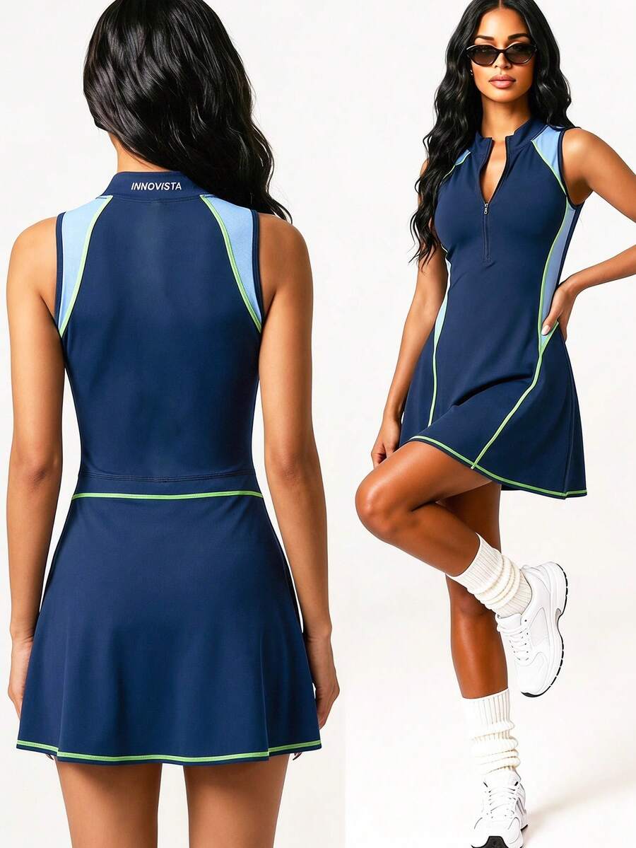 Innovista Áo tennis không tay in họa tiết tương phản dành cho nữ