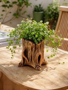 Cirelle 1PC/2PCS Nature-Inspired Cement Tree Root Plant Pot - Realistic Driftwood Stump Succulent Planter, Handcrafted Vintage Wood Look Flower Pot, Decorative Small Container For Mini Plants Herbs Air Plants, Boho Rustic Home Decor For Office Desk Living Room Bedroom, Ideal Gift For Plant Lovers - multicolor - View 5