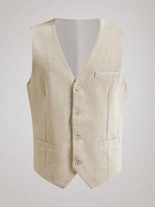 Officeau Bộ vest nam 3 món vải tweed xương cá thu đông, màu trơn, kiểu dáng ôm sát, áo khoác đơn cài khuy, áo gile và quần tây, phù hợp cho các buổi dạ hội, tiệc tùng và các dịp khác, thể hiện phong cách quý ông cổ điển. - Rượu sâm banh - Xem 5