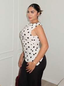 Maria Perezxox Polka Dot One Shoulder Asymmetrical Top , Elegant Sleeveless Summer Tee For Women Women's Polka Dot Print T-Shirt, Fashionable For Commuting In Summer, Spring Women , Valentine's Day, Carnival, Beach , Party , Wedding , Elegant, Vacation, Casual One Shoulder Top Sleeveless Top For Women - Multicolor - View 4