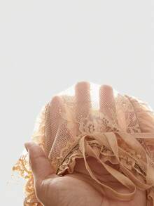 ROMWE Avant 浪漫透視蕾絲吊帶洋裝女款，適合度假 - 杏色 - 查看 5