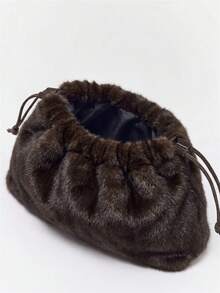 MUSERA Ladies,Women Clutches, Drawstring Clutch,Suede,Fashionable, Elegant, Simple, Personalized, Versatile, Classic, For Commute, Office,Date, Daily,Shopping, Afternoon Tea - Coffee Brown - View 5