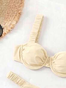 Swim Vcay Solid Color Bikini Set For Beach Vacation White Summer Modest Sexy - Apricot - View 4