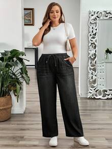 EMERY ROSE EMERY ROSE Jeans casuales de talla grande con lavado y ajuste holgado - Negro - Ver 4