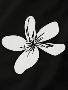 Franclia 女士印花系带衬衫，娃娃衫款式，度假装 - 黑色 - 查看 6