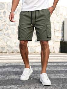 Manfinity Homme Pantalones cortos cargo de moda de verano para hombres, vacaciones - Verde - Ver 3