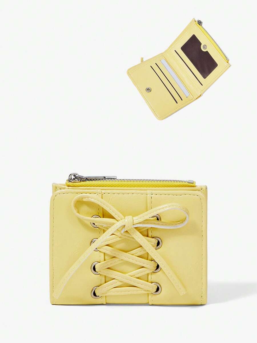 Viva Strut 1pc Light Yellow Imitation Leather Small Wallet, Wallet In Hand, Zipper, Fashionable And Versatile New Daily Travel Change Bag - Yellow - View 1