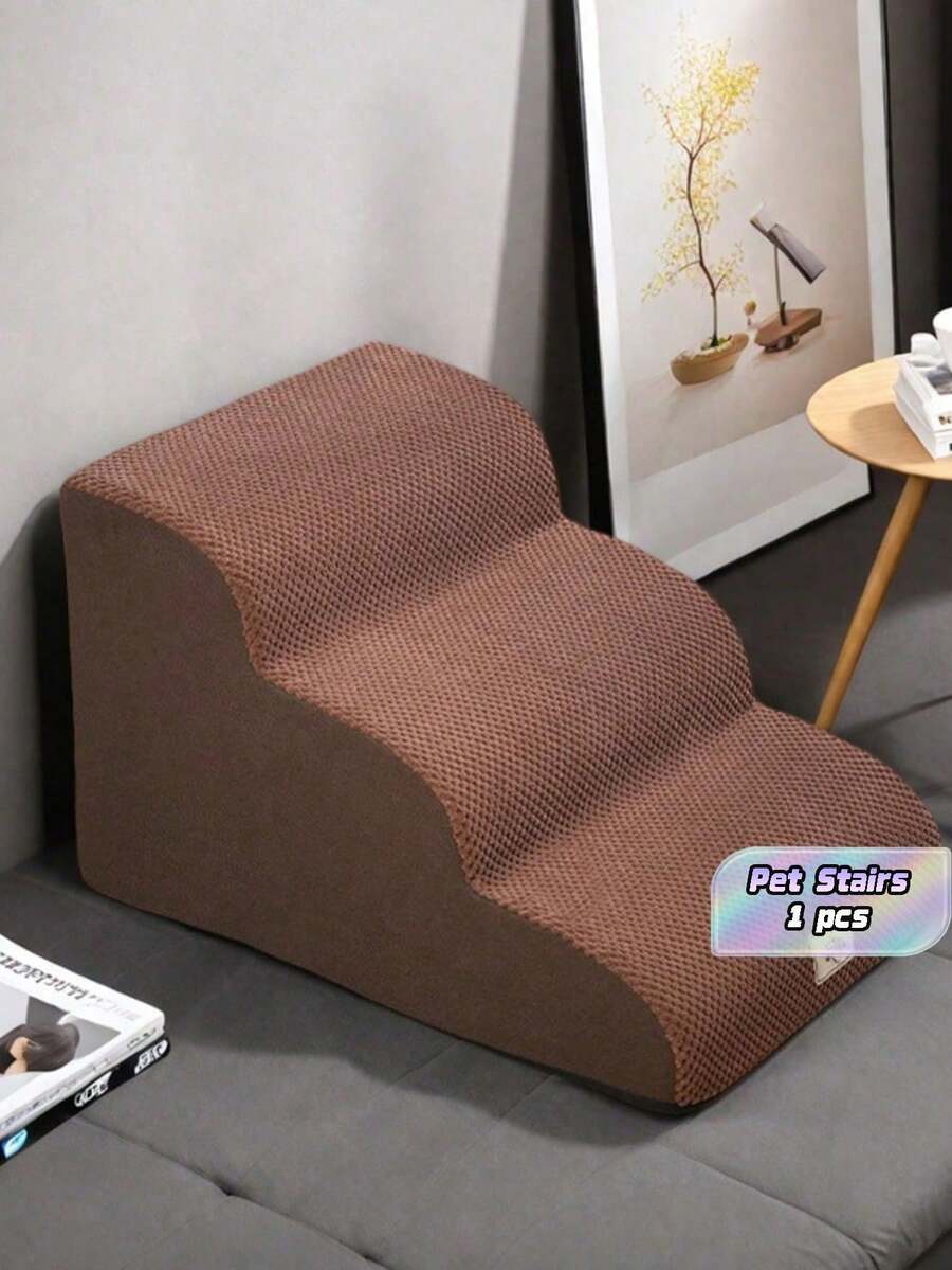 Pet Stairs For Cats & Dogs, 3/4 Steps Pet Ladder, Ramps For Beds, Non-Slip , Detachable & Washable Sofa Bed Stairs. Care For Injured, Senior Dogs & Cats, Pets With Joint Pain. Hot-Selling Product - Brown - View 1