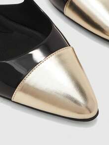 CUCCOO BIZCHIC Women's Fashion Color Block Splicing Pointed High Heels, Suitable For Daily And Dating Occasions, Spring Shoes, Suitable For Spring Break, - Gold - View 8