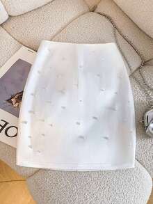 Franclia Women's Elegant Pearl Decor Camisole & Skirt 2 Pieces Set, Summer - White - View 5