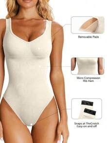 Nuvra Mono de yoga sin costuras de alta elasticidad con sujetador acolchado integrado para deportes - Beis - View 2