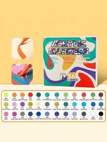 Acrylic Marker Pen, Soft Tip, Large Capacity, Colored Filling Pen, Student Painting Cartoon Character Colored Pen, Suitable For Non-Transparent Paper, Can Be Used For Decoration, Art Painting, Indoor And Outdoor Art And Craft, Canvas, Rock, Wood And Other Materials, Creative Gift Choice - multicolor - View 19