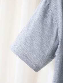 SHEIN 2 pièces/Set T-shirt et pantalon décontractés minimalistes bleu, gris et blanc pour garçons, motif patchwork, convient pour le port quotidien et les sorties au printemps/été - Vert - Voir 5