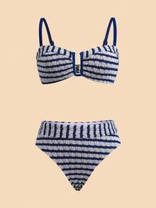 Travachic Women's Vacation Beach Striped Swimsuit Set - Multicolor - View 6