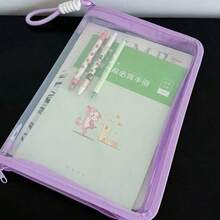 Macaron Color Transparent A4 File Bag, Large Capacity Zipper Document Bag With Handle, Waterproof Reinforced Stationery Organizer, Suitable For Students,School Supplies,Back To School - A4 - View 20