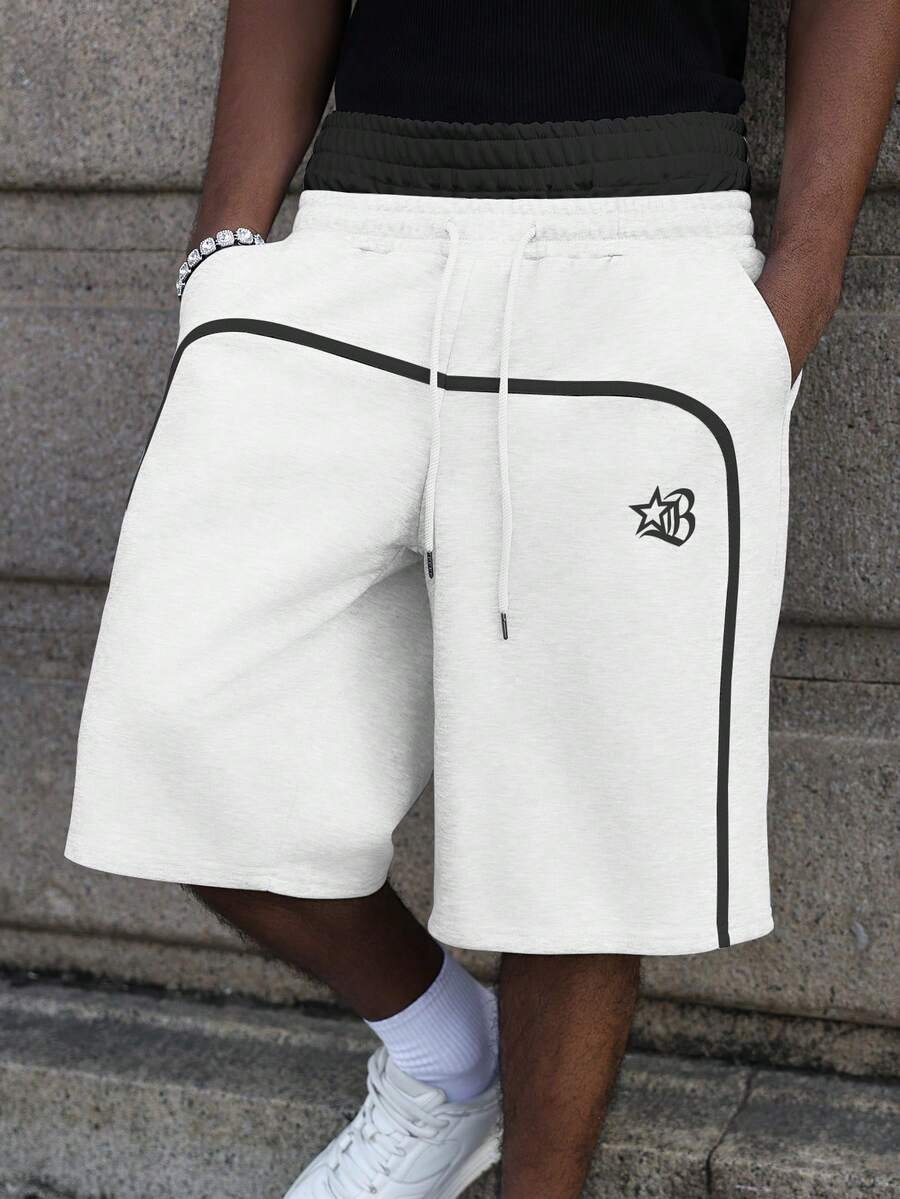 PAVTROS Young Street Style, Ribbon Print 2 In 1 Fashionable 7/8 Pants Wide Leg - White - View 1