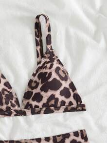 Tween Girls Leopard Print Bikini Set,Suitable For Summer Beach Vacation And Swimming - Multicolor - View 3