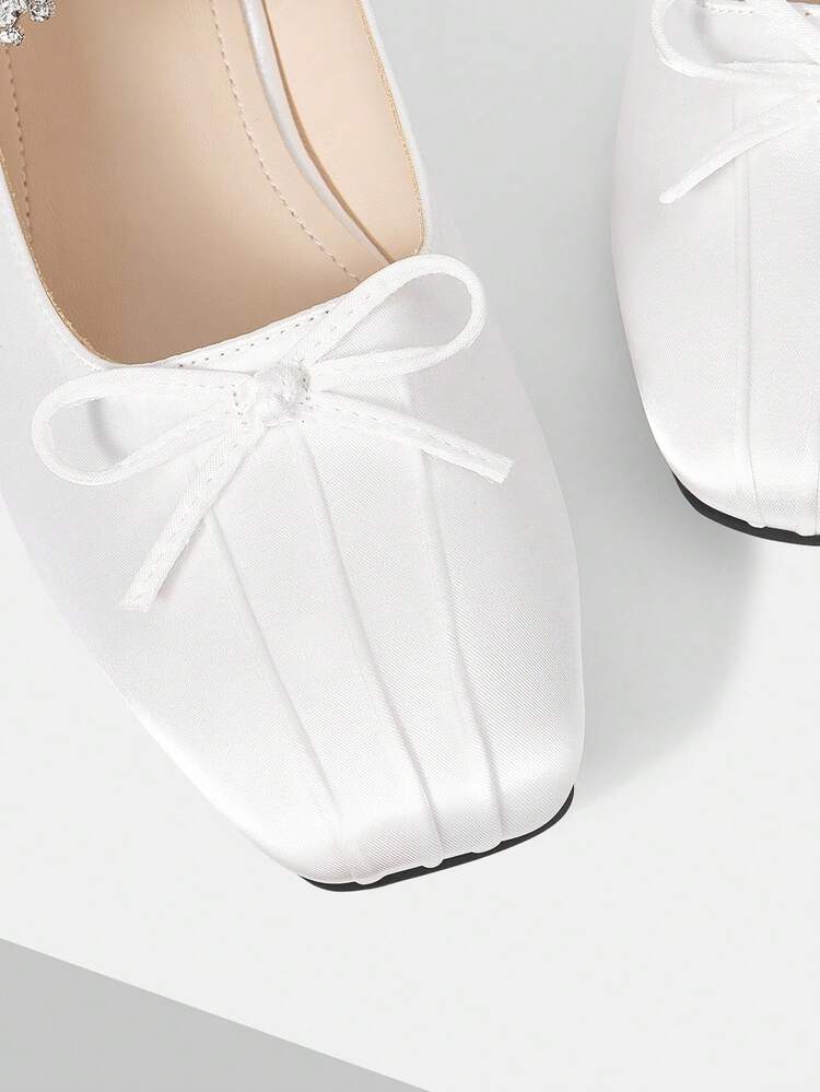 WOMEN'S ELEGANT MINIMALIST COMMUTING SOLID COLOR BOW DECOR DOUBLE BUCKLE STRAPS BALLET FLATS SHOES FOR CHRISTMAS VALENTINE'S DAY SPRING SHOES