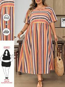 SHEIN CURVE+ 大尺碼女款條紋休閒派對旅行洋裝、女款夏季洋裝、女款休閒度假洋裝、女款度假穿搭、女款海灘度假穿搭、大尺碼波希米亞洋裝、度假洋裝、曲線度假洋裝、大尺碼海灘洋裝、大尺碼度假洋裝、休閒洋裝、孕婦洋裝、大尺碼夏季洋裝、大尺碼休閒洋裝、大尺碼夏季洋裝、休閒條紋洋裝、條紋中長洋裝、大尺碼度假洋裝、女款海灘洋裝、女款休閒洋裝 - 彩色 - 查看 11