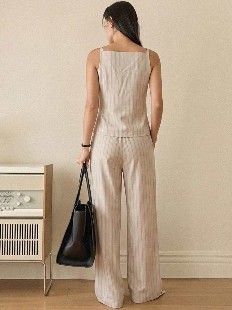 Women's Fashion Casual Striped Tank Top & Pants 2 Pieces Set Summer Lounge Sets For Women