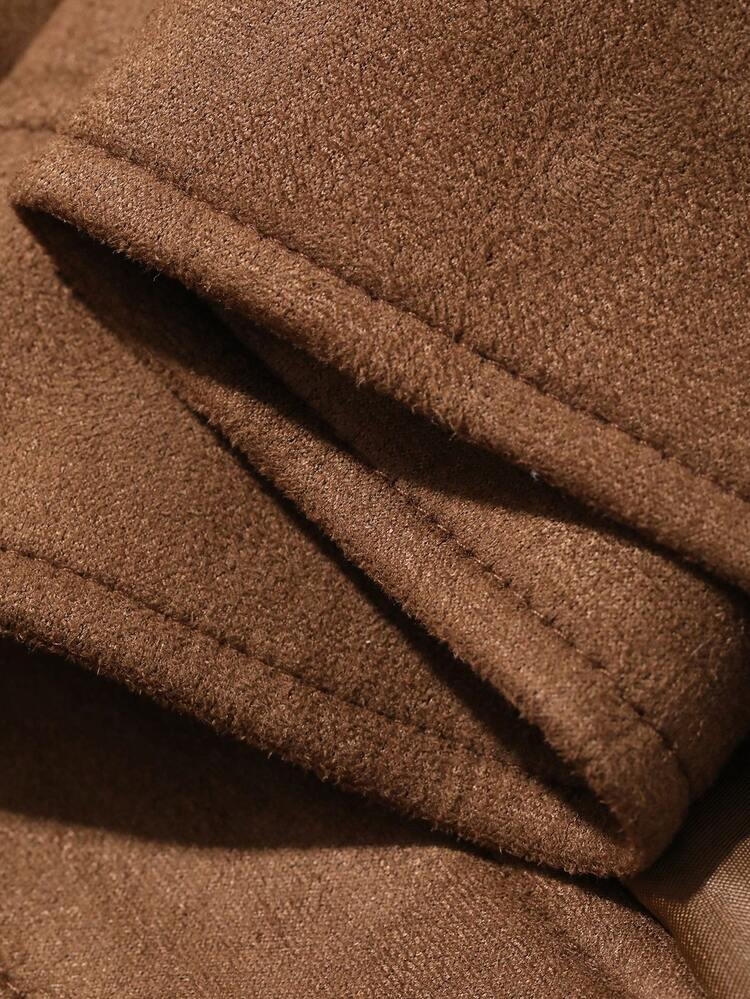 Men's Solid Brown Suede Jacket And Coat, Autumn/Spring