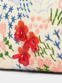 SHECARRY 女士手拿包，花卉與植物圖案刺繡，珠飾，時尚，優雅，簡約，個性化，百搭，適合海灘、度假、假日、夏季、海邊、海灘派對、約會、日常、購物、下午茶等場合 - 橙色1 - 查看 6