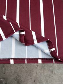 AXEPEAK Men's Handsome Fashionable Colorblock Versatile Polo Shirt - Burgundy - View 4