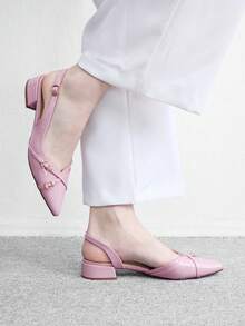 CUCCOO BIZCHIC 優雅藍色金屬尖頭扣帶厚底平底鞋，適合女性，舒適低跟款式，適用於辦公室、婚禮、派對以及春夏季鞋款 - 紫色. - 查看 4