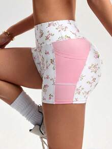 SHEIN Sovereign Charm Quần short thể thao thoải mái, họa tiết hoa nhí, thích hợp cho mùa hè. - Nhiều màu - Xem 4