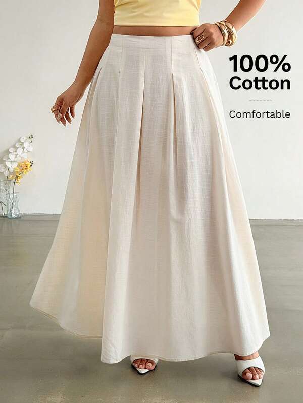 Firerie Chân váy linen slub màu mơ, thanh lịch cho đi làm và đi du lịch, chân váy maxi rủ / chân váy size lớn / chân váy du lịch phong cách Bohemian / xếp ly