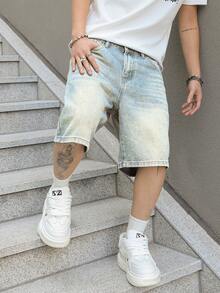 Manfinity EMRG Men's Loose Fit Pockets Relaxed Fit Denim Shorts, Holiday - Light Wash - View 4