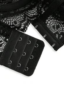 AltBold 2件組女款經典性感蕾絲內衣套裝，黑色三角內褲與胸罩 - 黑色 - 查看 5