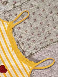 INAWLY 女款臘腸狗刺繡條紋休閒細肩帶上衣 - 彩色 - 查看 3