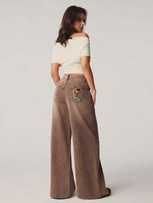 SCOOBY-DOO X SHEIN Women's Cartoon Print Casual Loose Fit Jeans - Brown - View 5