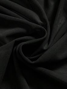 ROMWE Avant Music Festival Sexy Slinky Draped Neck Backless Sheer Women Tank Top - Black - View 3