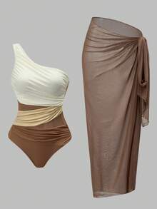 Swim Oasis Set Khaki Elegan untuk Wanita dengan Kombinasi Warna yang Menarik - MultiWarna - View 9