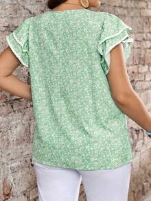 EMERY ROSE Áo sơ mi nữ size lớn họa tiết hoa màu xanh lá - màu xanh lá - Xem 3